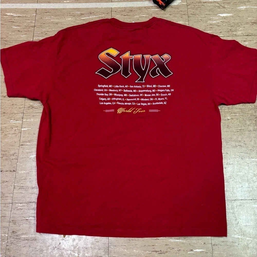 Styx World Tour Band Tee Shirt Red 2X